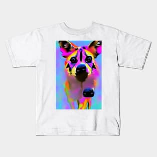 Painteddog Colorful Hippie Pink Artwork Kids T-Shirt